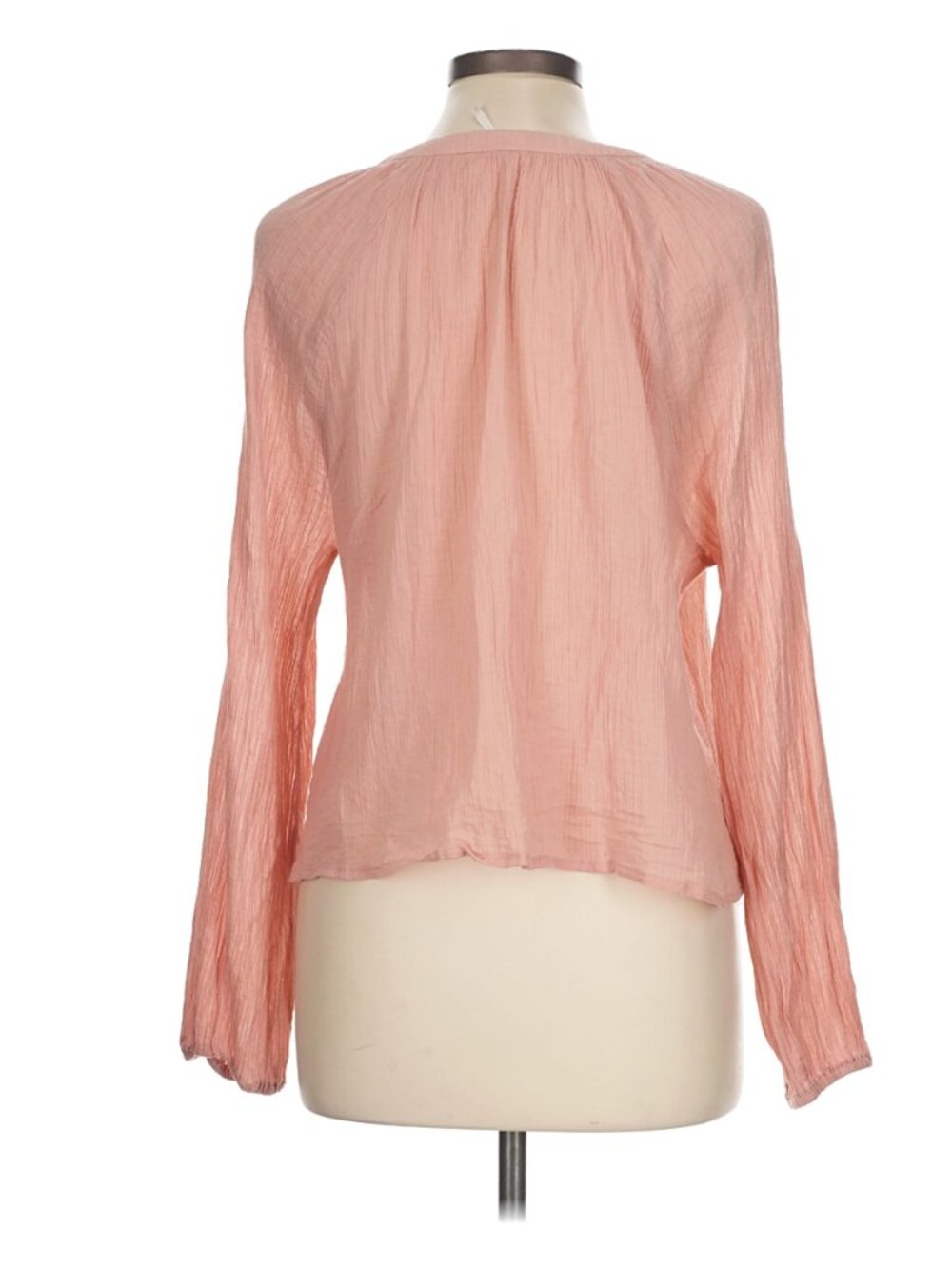 We The Free "Sand Dune" Henley Blouse In Peach - Size L - Picture 6 of 10